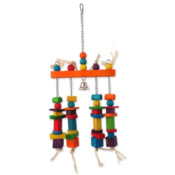 Hračka Bird Jewel závěsná s barevnými dřívky a zvonečkem 55x20cm-KS