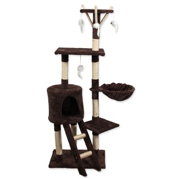 Odpočívadlo Magic Cat Mia s hračkami hnědé 35x50x140cm-KS