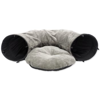 Tunel Magic Cat plyš tvar U s polštářkem šedý 95x26cm-KS