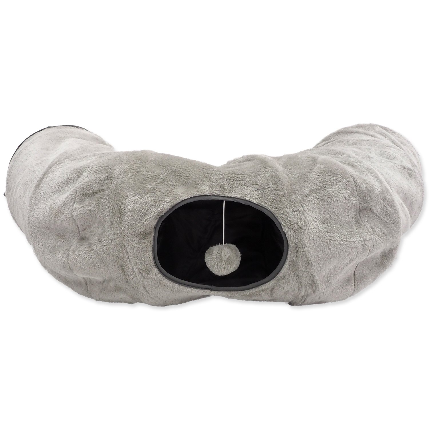 Tunel Magic Cat plyš tvar U s polštářkem šedý 95x26cm-KS
