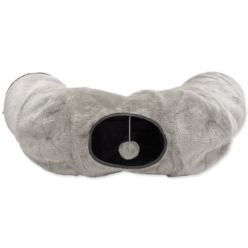 Tunel Magic Cat plyš tvar U s polštářkem šedý 95x26cm-KS