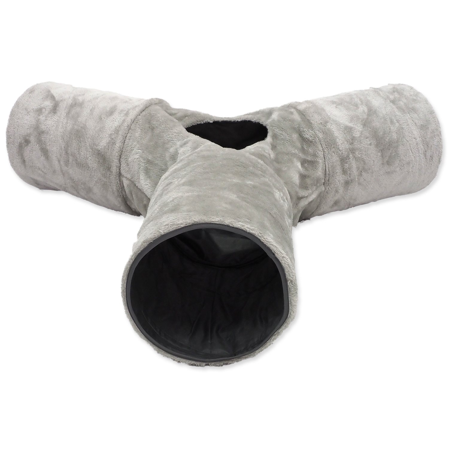 Tunel Magic Cat plyš tvar Y šustící šedý 80x80x25cm