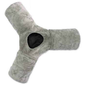 Tunel Magic Cat plyš tvar Y šustící šedý 80x80x25cm-KS