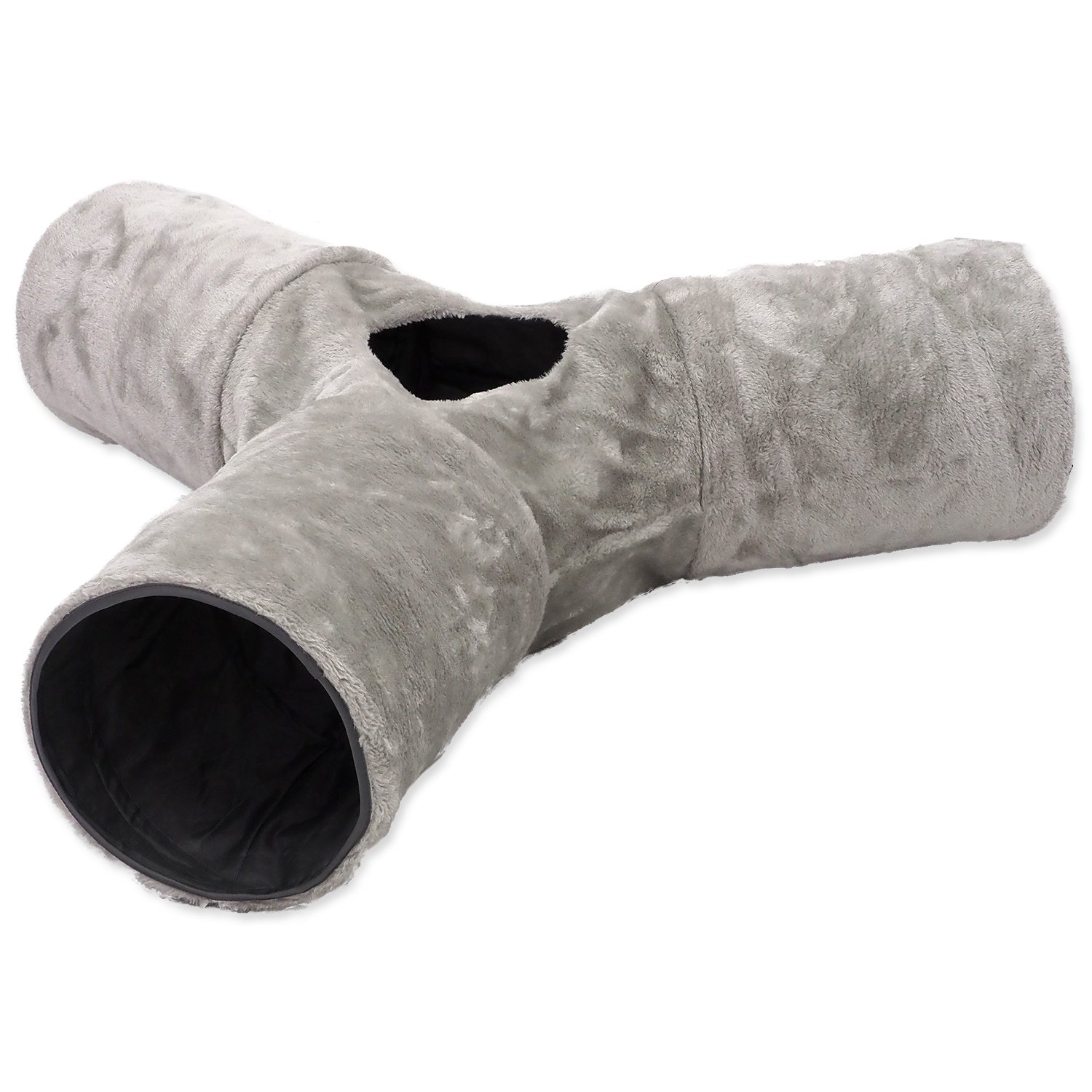 Tunel Magic Cat plyš tvar Y šustící šedý 80x80x25cm-KS