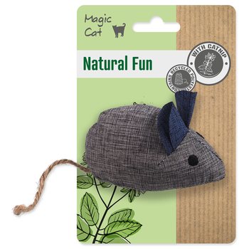 Hračka Magic Cat Natural Fun myš s šantou kočičí šedá 8cm -KS