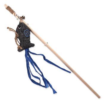 Hračka Magic Cat Natural Fun šidítko ryba s rolničkou a šantou kočičí šedá 40cm -KS