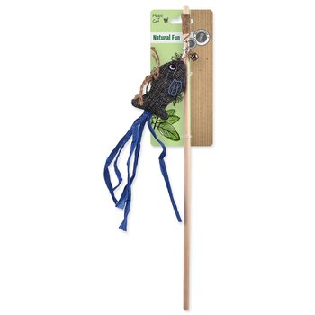 Hračka Magic Cat Natural Fun šidítko ryba s rolničkou a šantou kočičí šedá 40cm -KS