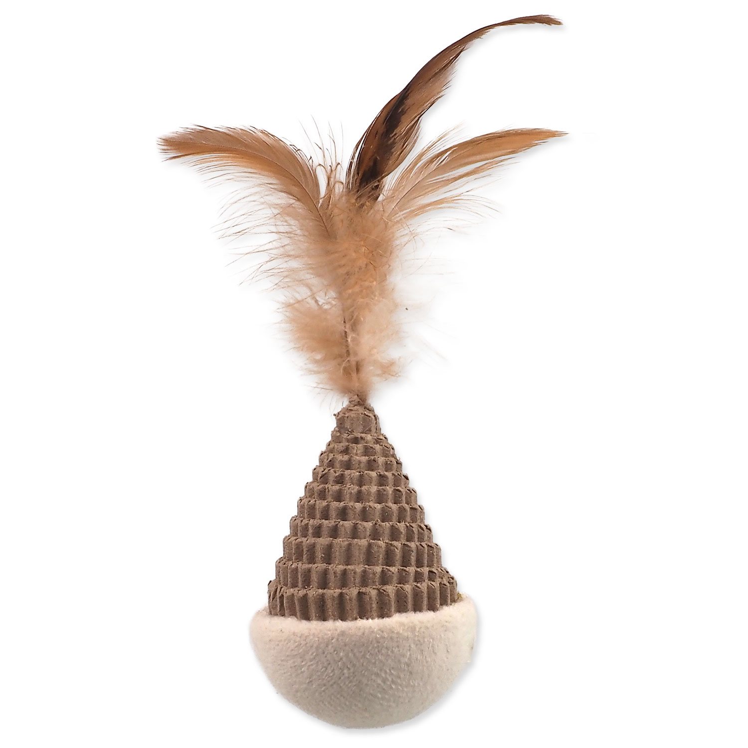 Hračka Magic Cat Natural Fun kužel s pírky karton/plyš bílá 6cm -KS