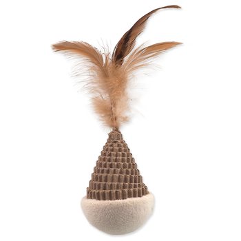 Hračka Magic Cat Natural Fun kužel s pírky karton/plyš bílá 6cm -KS