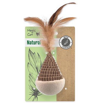 Hračka Magic Cat Natural Fun kužel s pírky karton/plyš bílá 6cm -KS