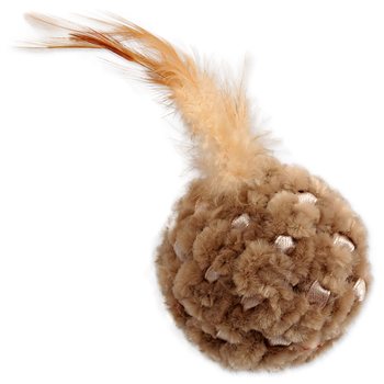 Hračka Magic Cat míček žinylkový s pírky a catnip mix 14cm-KS