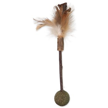 Hračka Magic Cat Natural Fun dřívko s přírodními pírky a koulemi 18cm-KS
