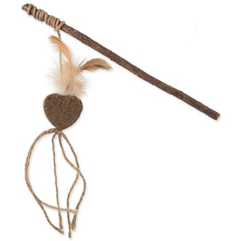 Hračka Magic Cat Natural Fun šidítko srdce s přírodními pírky a provázky 25cm-KS