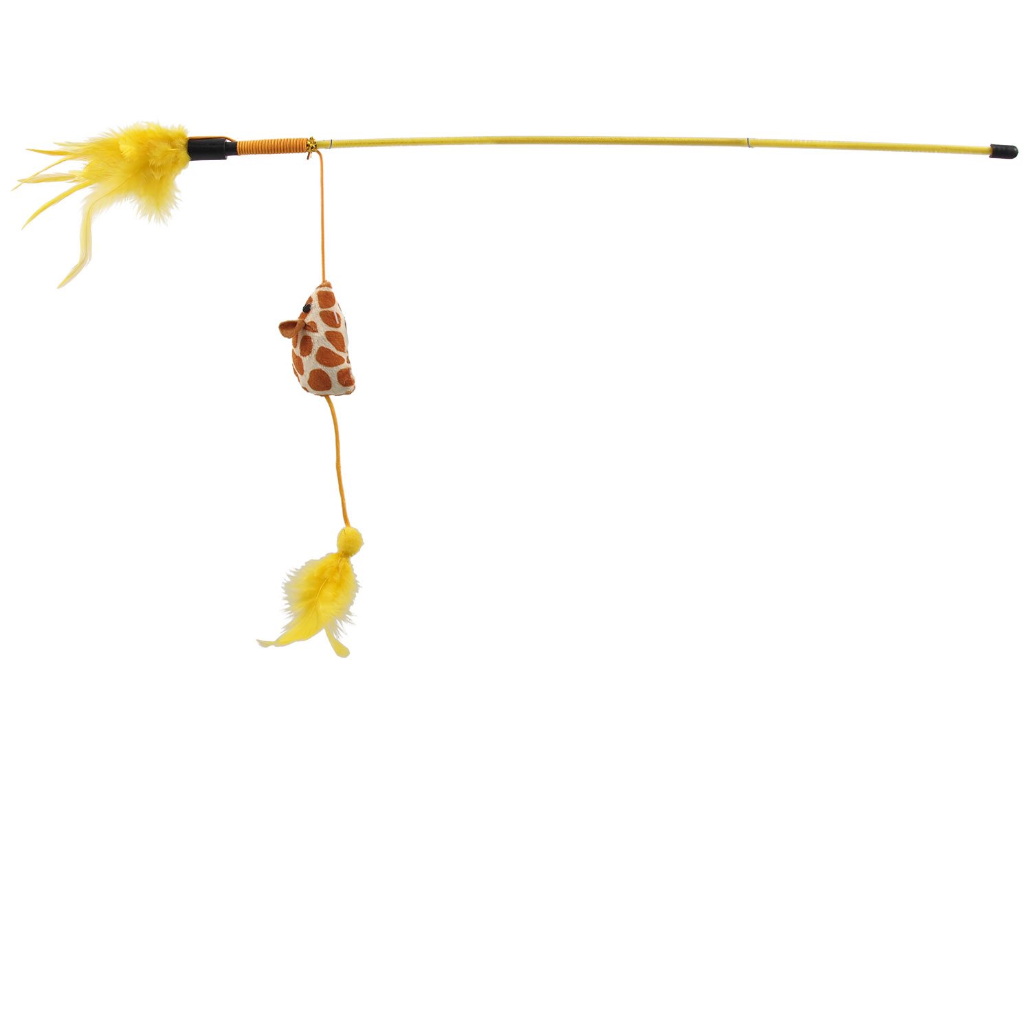 Hračka Magic Cat šidítko myška s pírky bavlna s catnip 20cm+46cm 24ks-KS