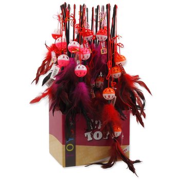 Hračka Magic Cat prut míček plast s pírky 22cm+50cm 24ks-KS