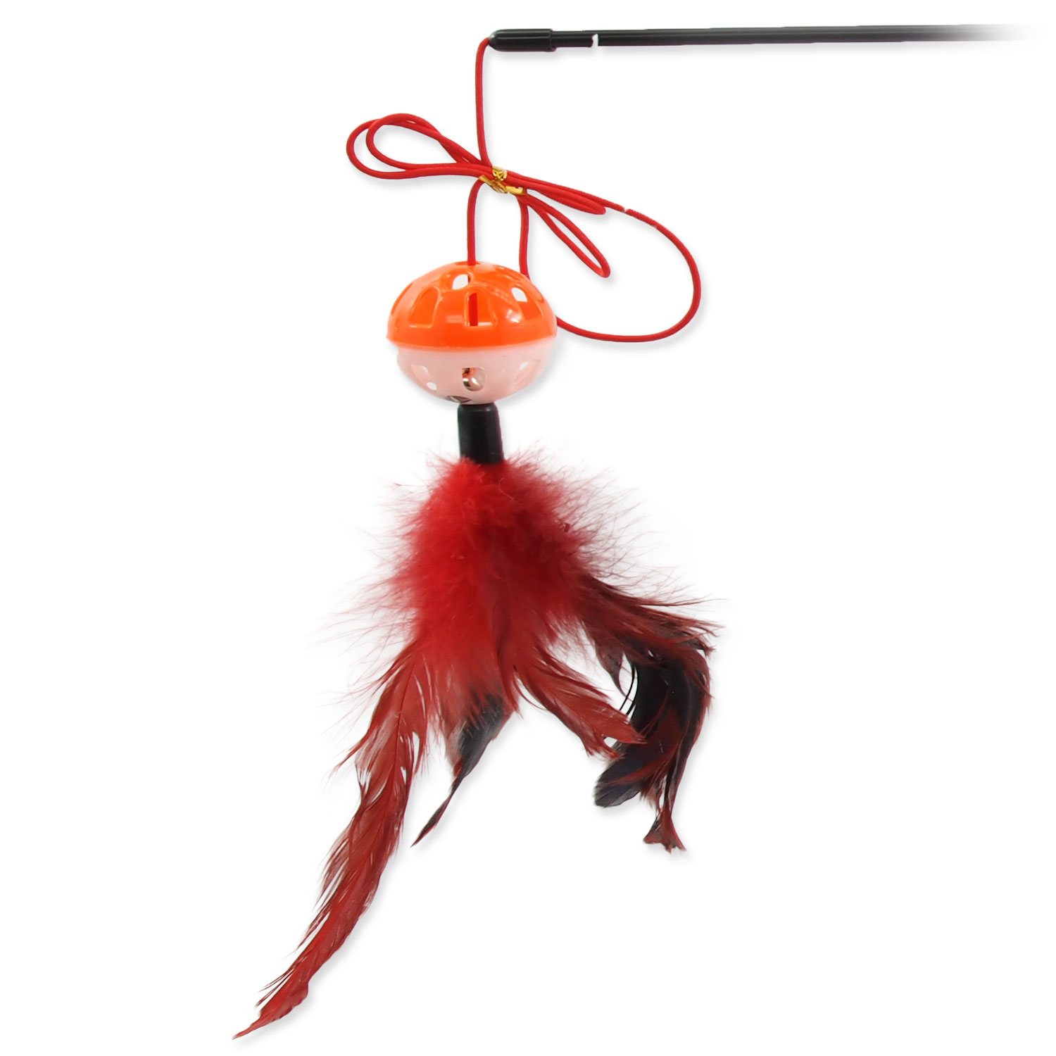 Hračka Magic Cat prut míček plast s pírky 22cm+50cm 24ks-KS