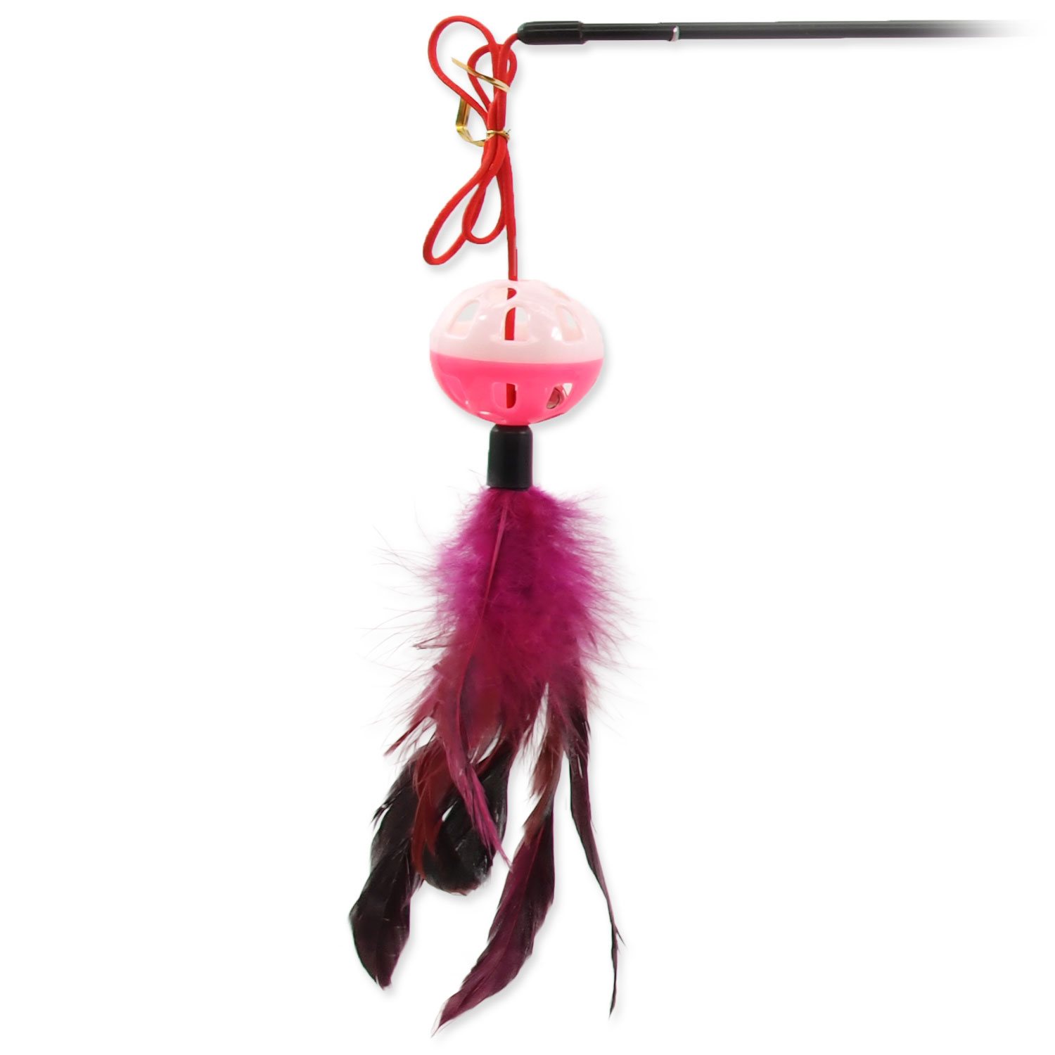 Hračka Magic Cat prut míček plast s pírky 22cm+50cm 24ks-KS