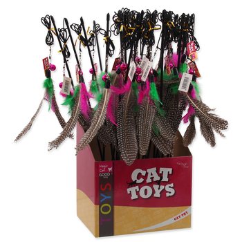 Hračka Magic Cat prut s pírky 19cm+46cm 24ks-KS