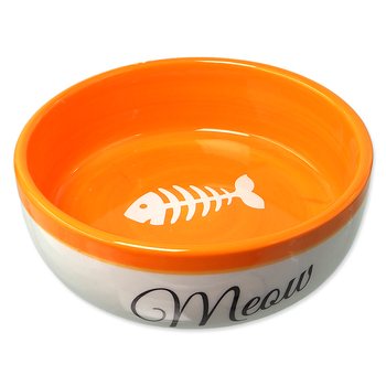 Miska Magic Cat keramická bílá/oranžová Meow 13,4x4cm, 170ml-KS