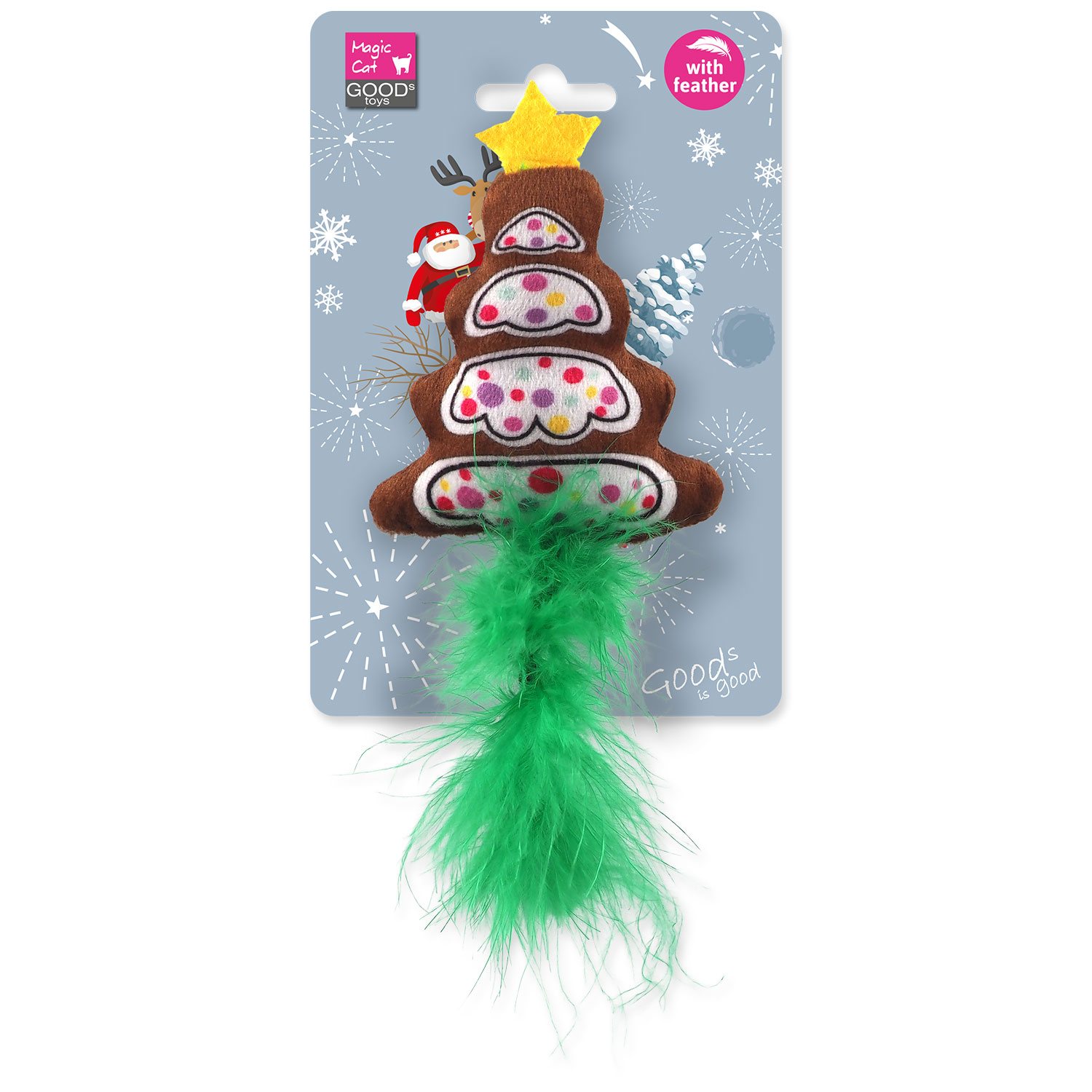 Hračka Magic Cat Winter Tale vánoční stromeček s pírkem 15cm-KS