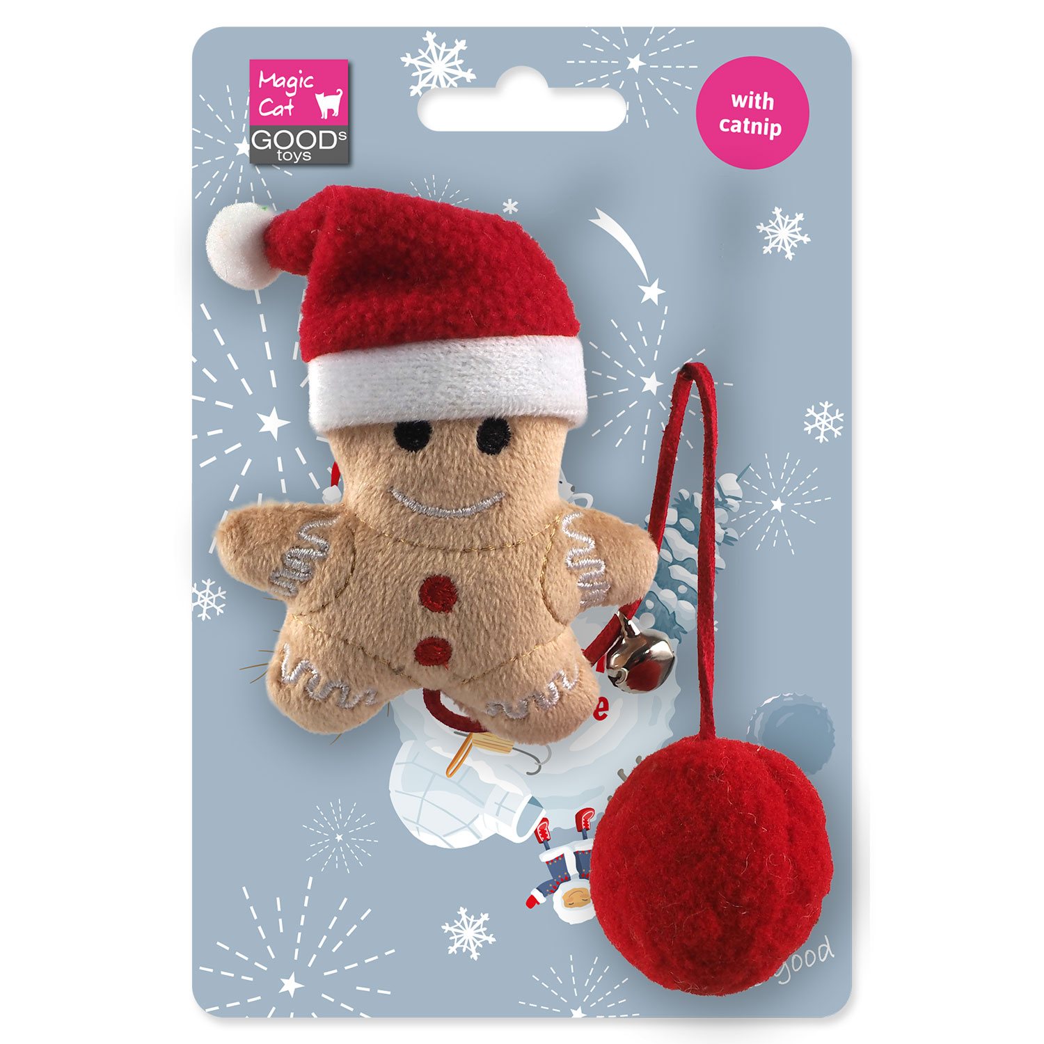 Hračka Magic Cat Winter Tale perníček s bambulkou a rolničkou 26cm-KS