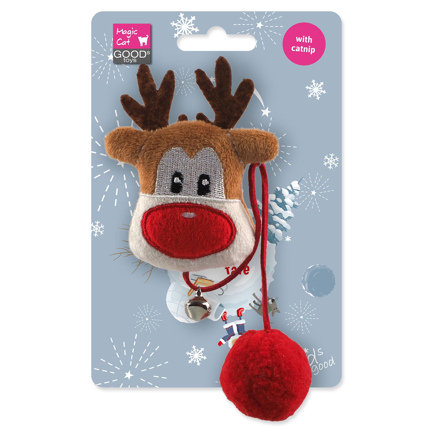Hračka Magic Cat Winter Tale sob s bambulkou a rolničkou 26cm-KS