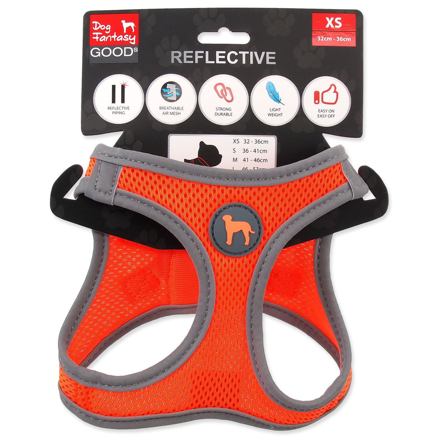 Postroj Dog Fantasy Puppy XS oranžový 32-36cm-KS