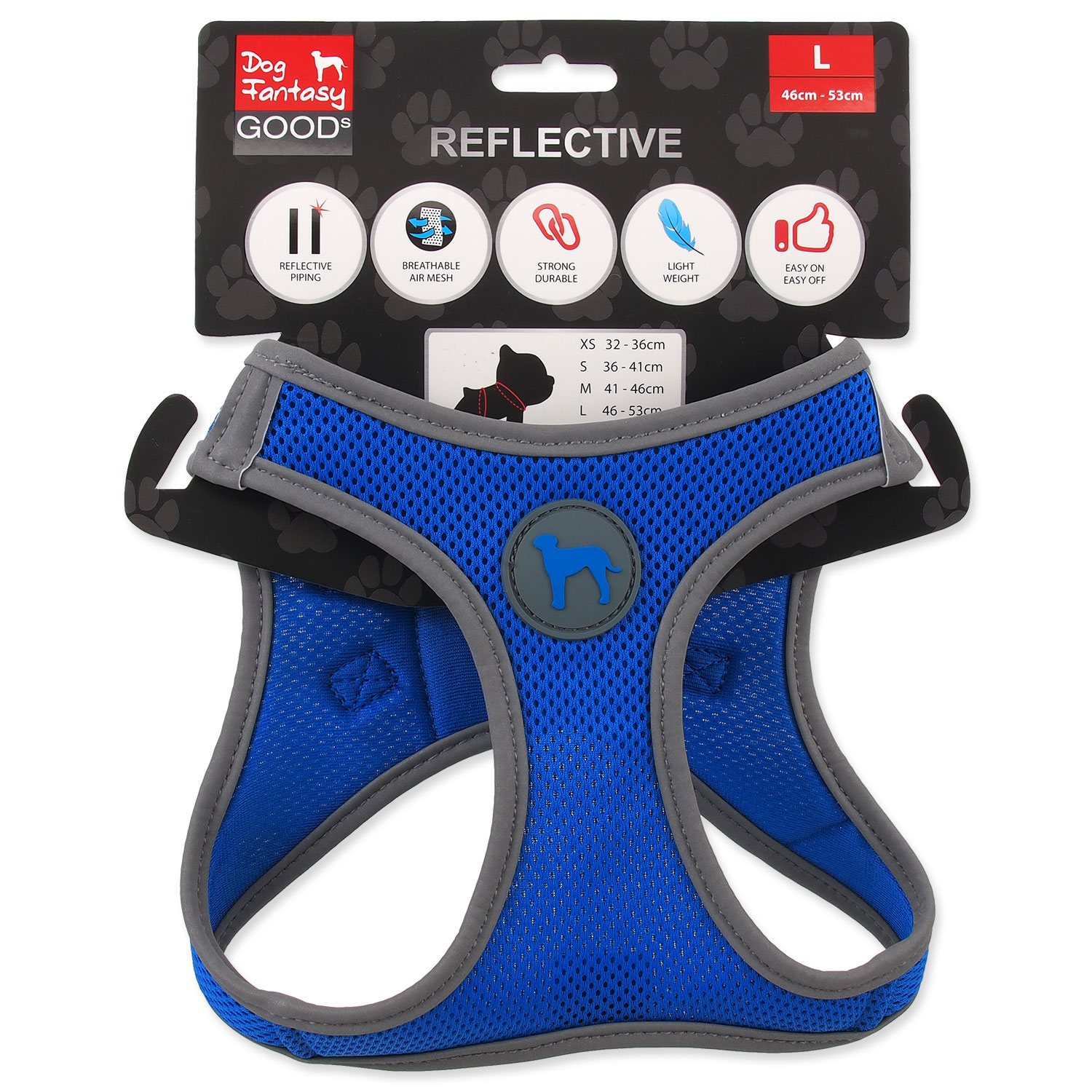 Postroj Dog Fantasy Puppy L modrý 46-53cm-KS