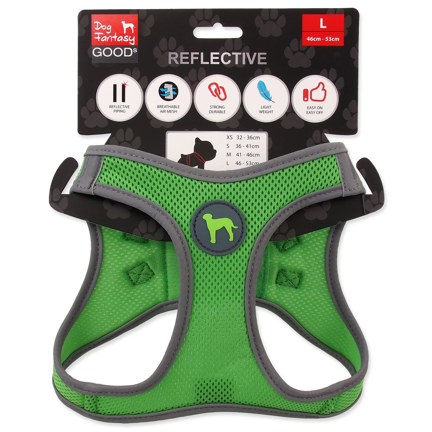 Postroj Dog Fantasy Puppy L limetka 46-53cm-KS