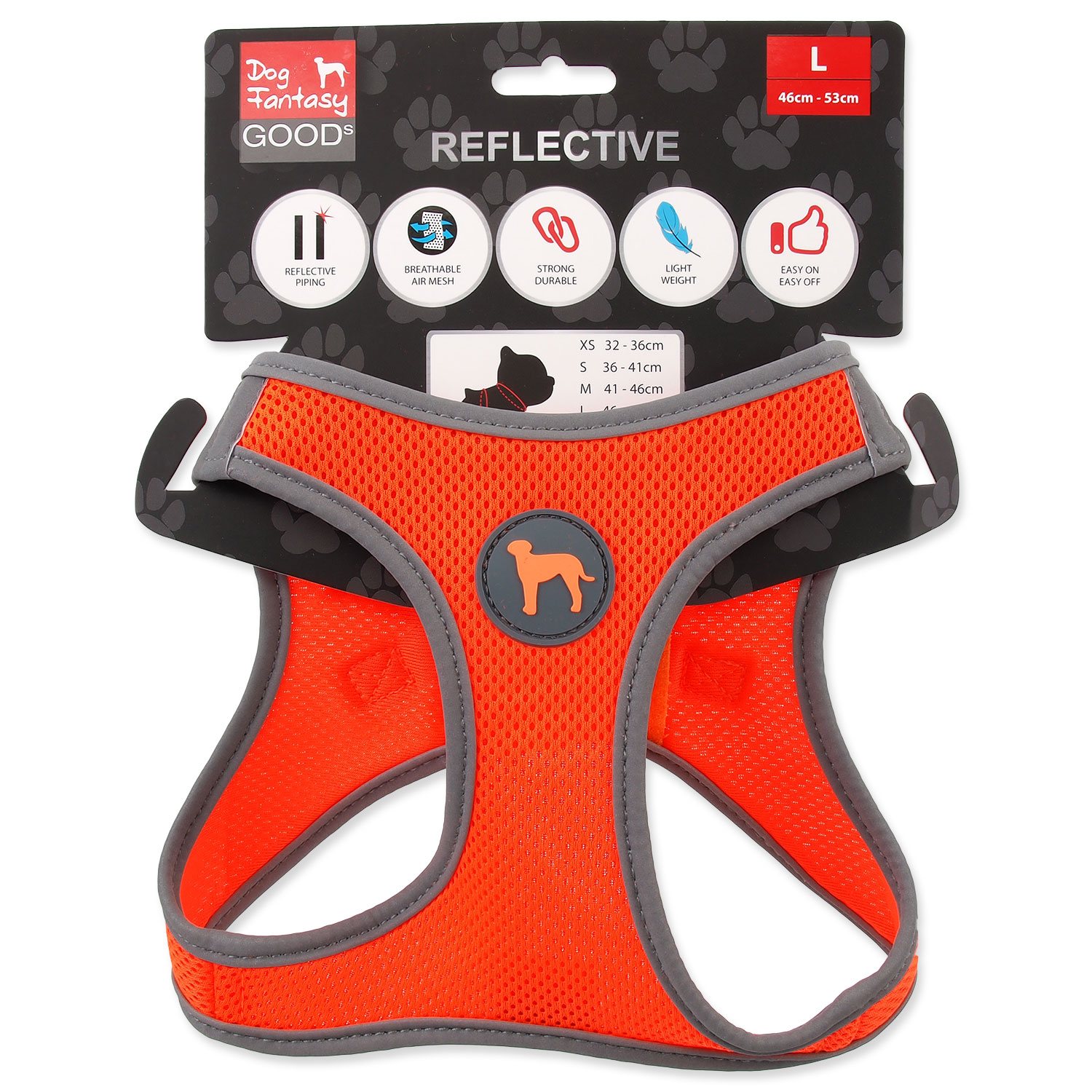 Postroj Dog Fantasy Puppy L oranžový 46-53cm-KS