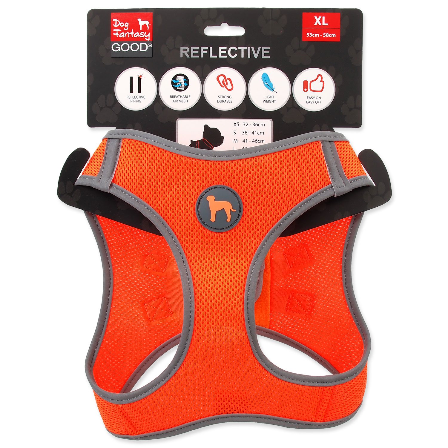 Postroj Dog Fantasy Puppy XL oranžový 53-58cm-KS