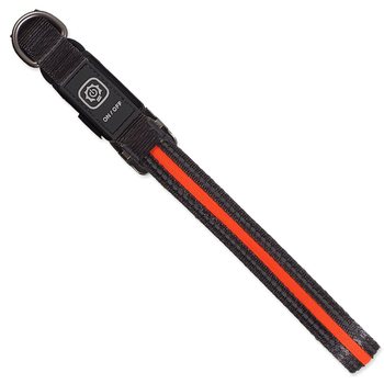 Obojek Dog Fantasy USB LED nylonový svítící S-M oranžový 1,9x35-50cm-KS