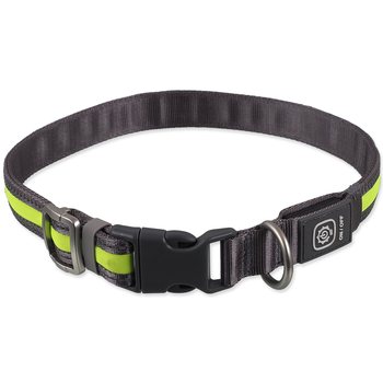 Obojek Dog Fantasy USB LED nylonový svítící S-M zelený 1,9x35-50cm-KS