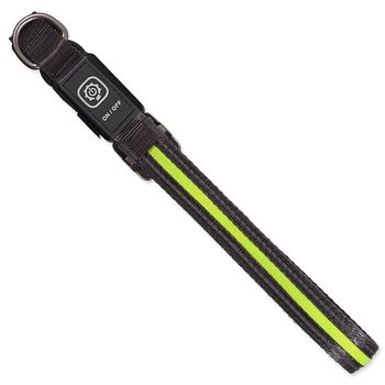 Obojek Dog Fantasy USB LED nylonový svítící S-M zelený 1,9x35-50cm-KS