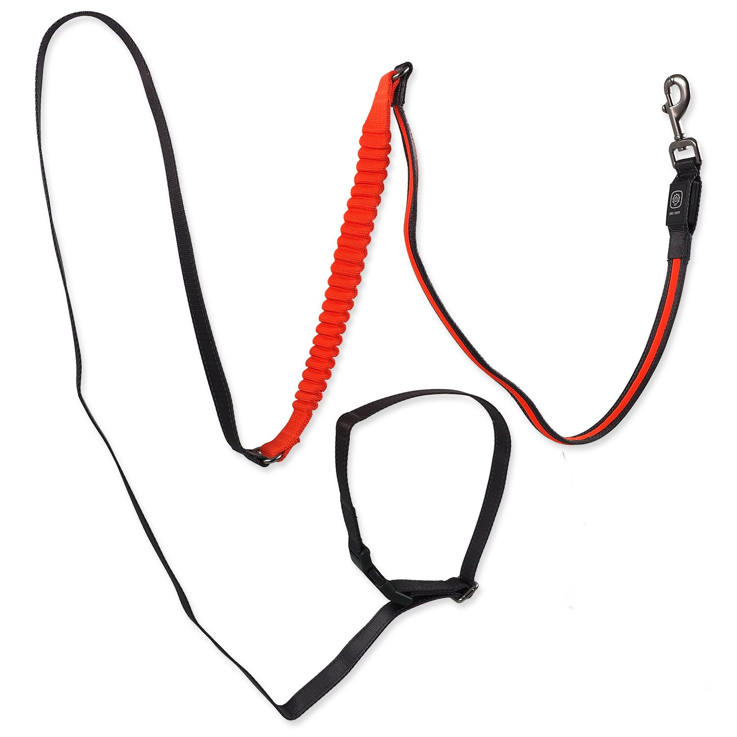 Vodítko Dog Fantasy USB LED nylonové běžecké oranžové 2,5x180-250cm-KS