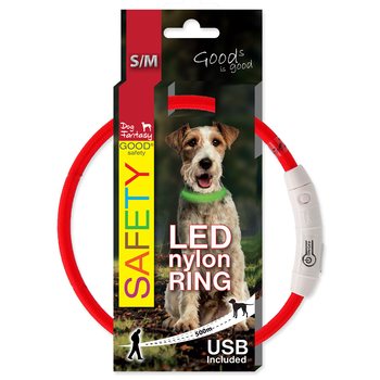 Obojek Dog Fantasy LED nylon červený 45cm-KS