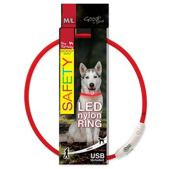 Obojek Dog Fantasy LED nylon červený 65cm-KS