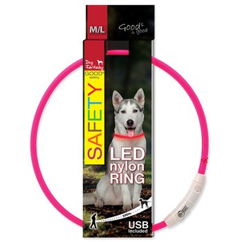 Obojek Dog Fantasy LED nylon růžový 65cm-KS