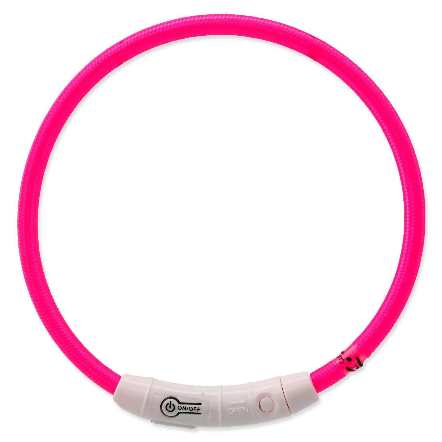 Obojek Dog Fantasy LED nylon růžový 65cm-KS