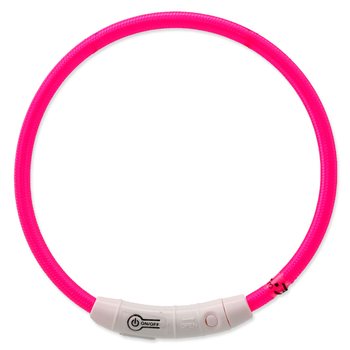 Obojek Dog Fantasy LED nylon růžový 65cm-KS