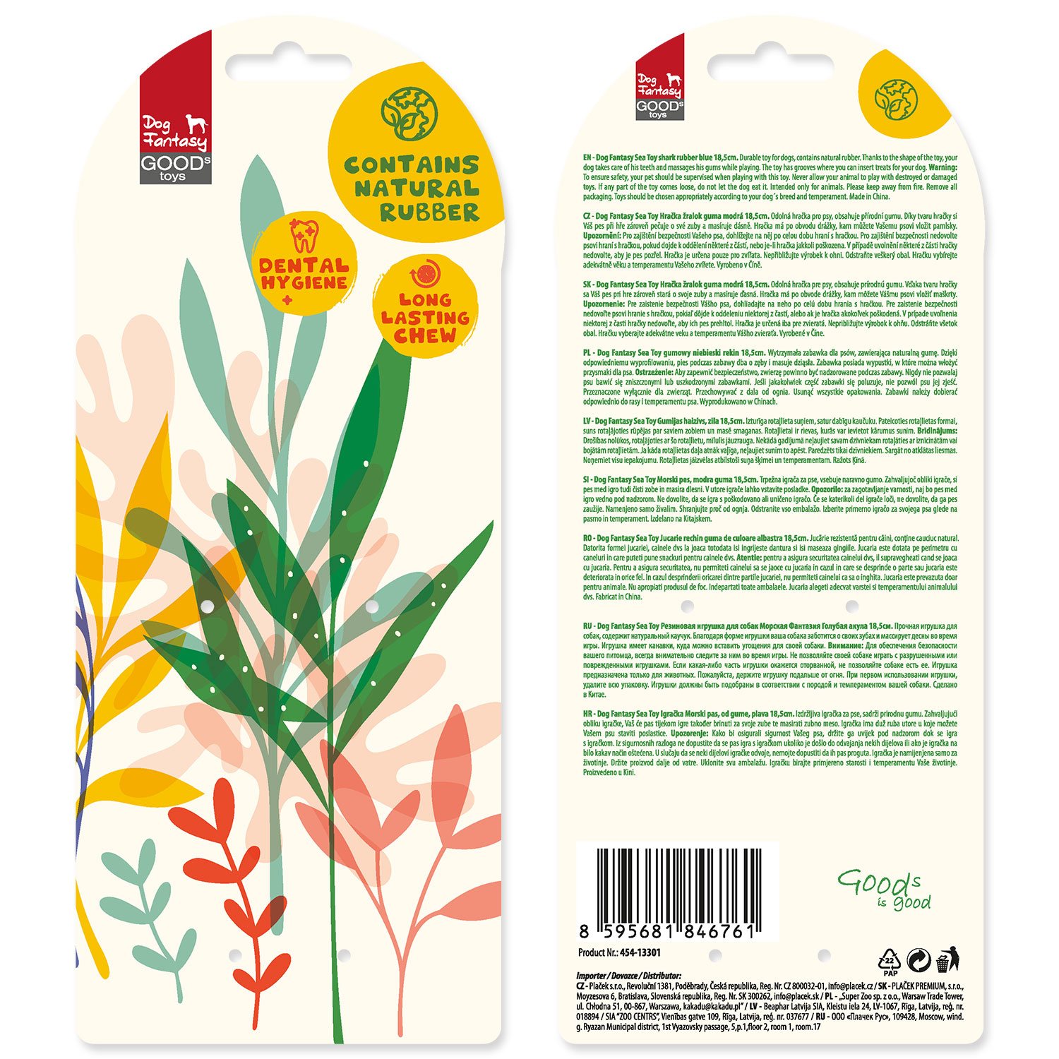 Hračka Dog Fantasy Sea Natural Toy žralok guma modrá 18,5cm-KS