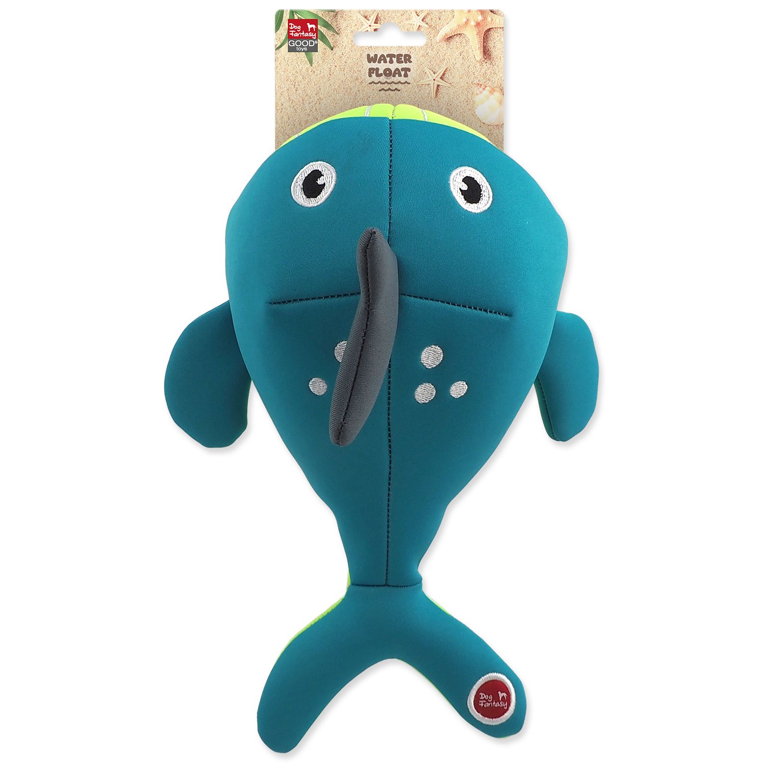 Hračka Dog Fantasy Water Float velryba pískací a plovoucí tyrkysová 28cm-KS