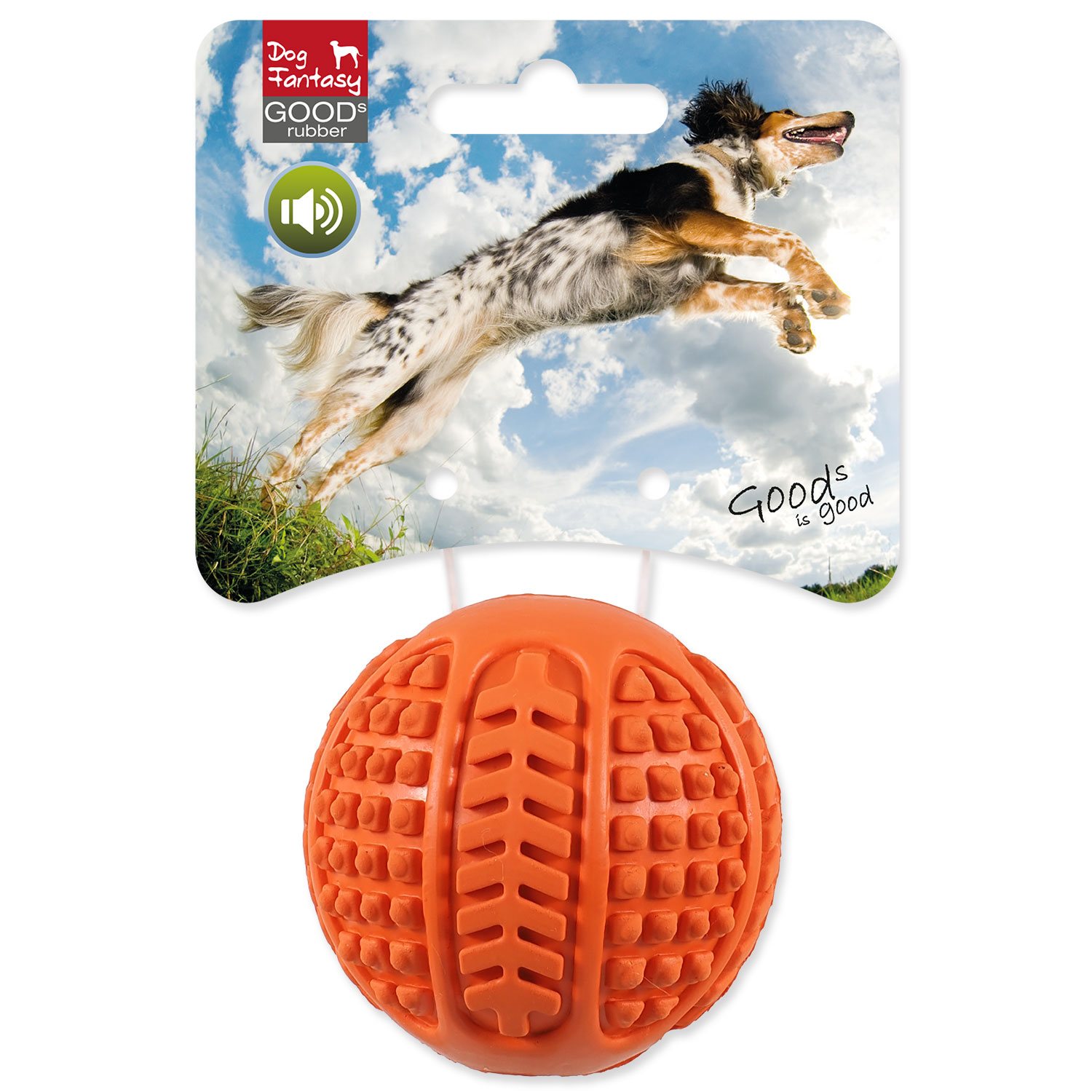 Hračka Dog Fantasy míček guma pískací oranžová 6,3cm-KS