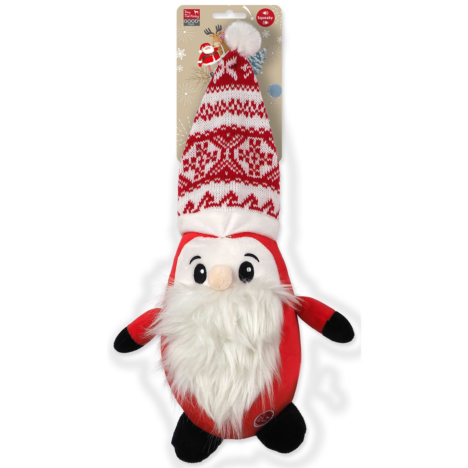 Hračka Dog Fantasy Winter Tale Santa s čepicí, pískací 40cm-KS