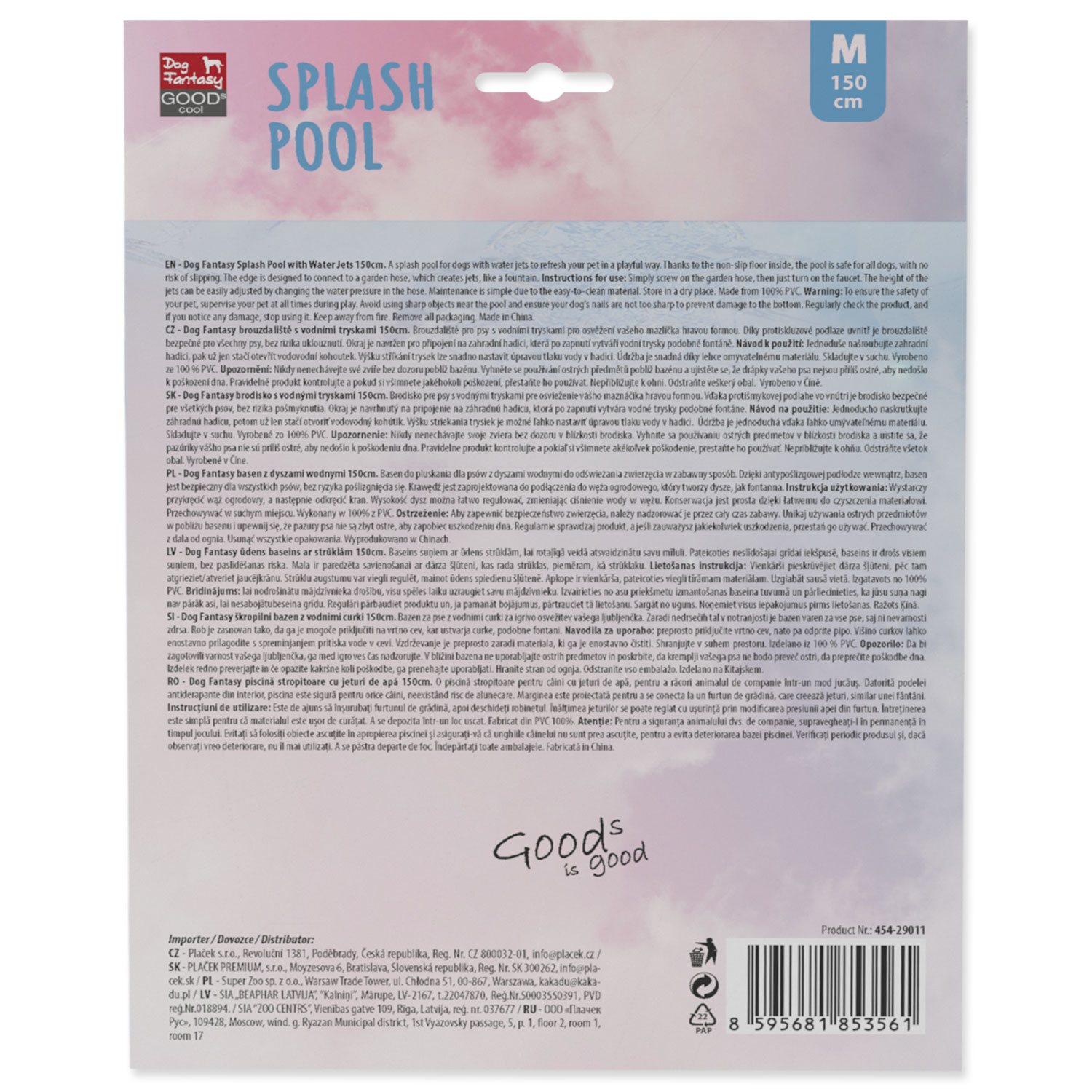 Brouzdaliště Dog Fantasy s vodními tryskami 150cm-KS