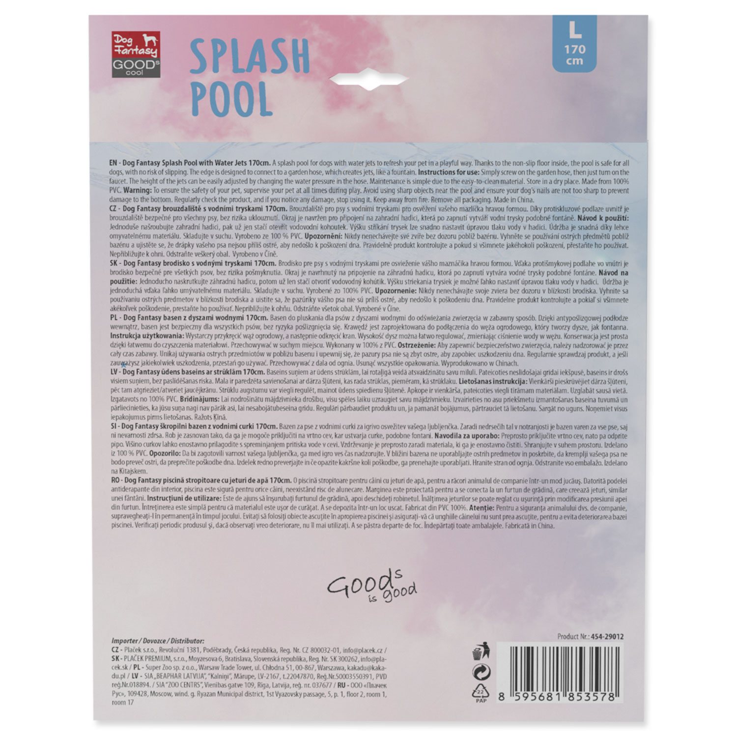 Brouzdaliště Dog Fantasy s vodními tryskami 170cm-KS