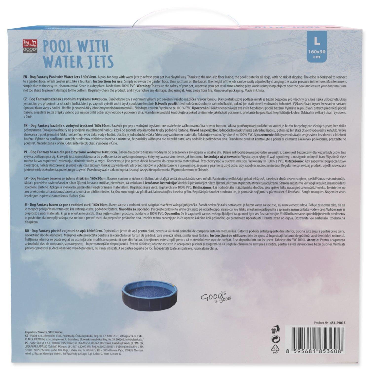 Bazének Dog Fantasy s vodními tryskami 160x30cm-KS