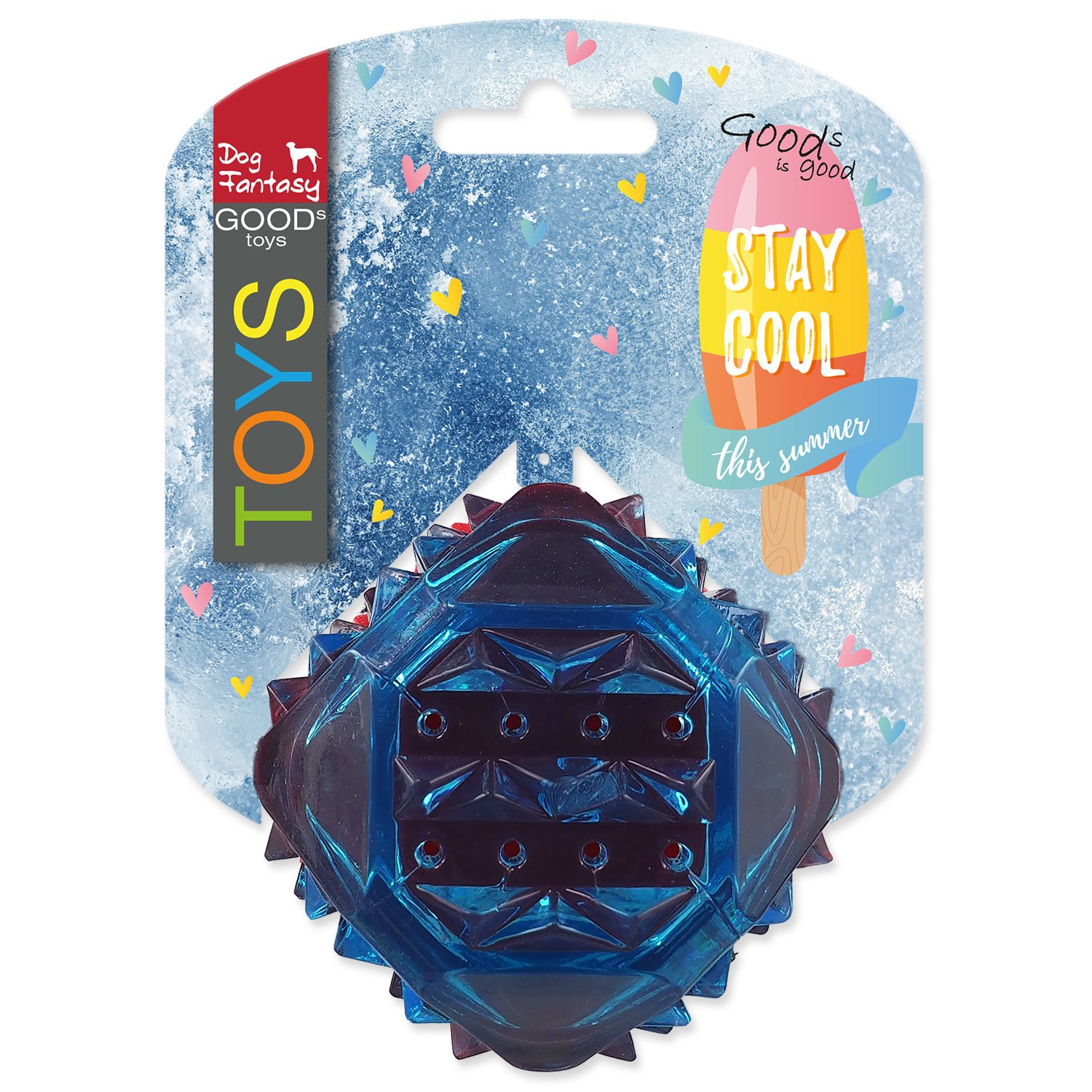 Hračka Dog Fantasy míček chladící červeno-modrá 7,7cm-KS