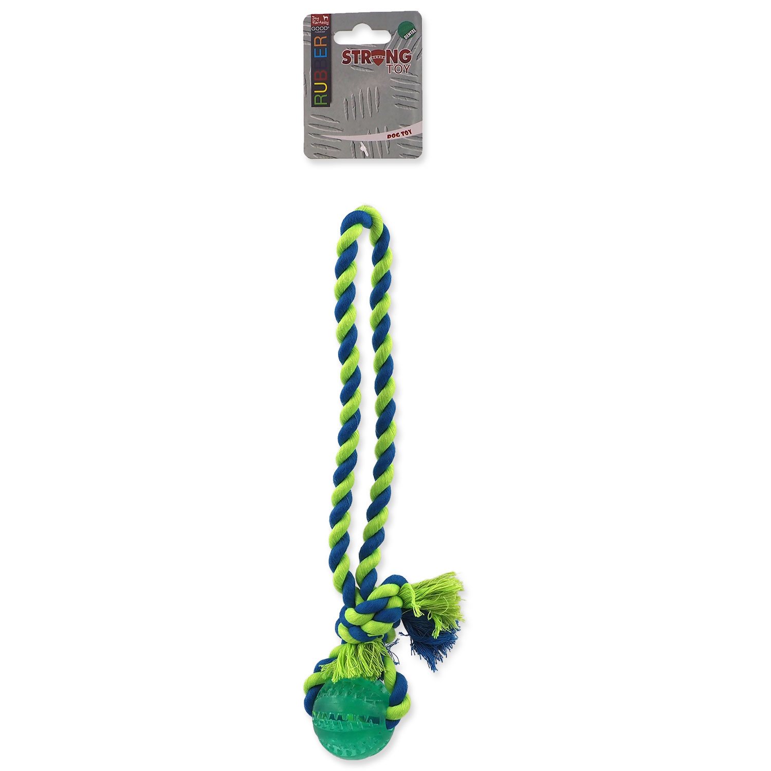 Hračka Dog Fantasy DENTAL MINT míček házecí s provazem zelený 5x30cm-KS