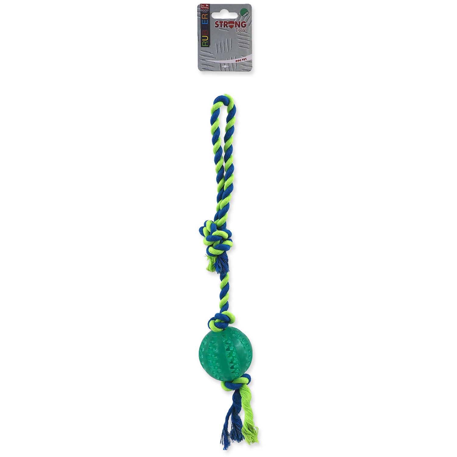 Hračka Dog Fantasy DENTAL MINT máček házecí s provazem smyčka zelený 7x50cm
